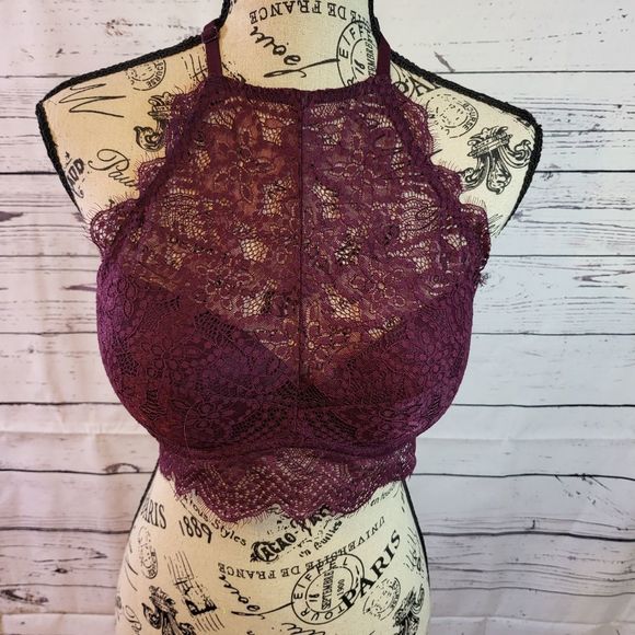 Other - PINK Burgundy full frontal lace bralette sz medium